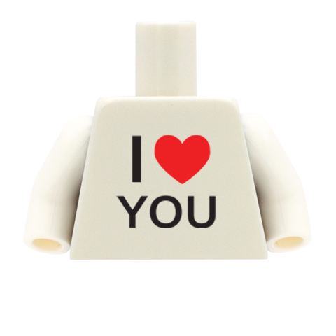 I Heart You - Custom Design Minifigure Torso