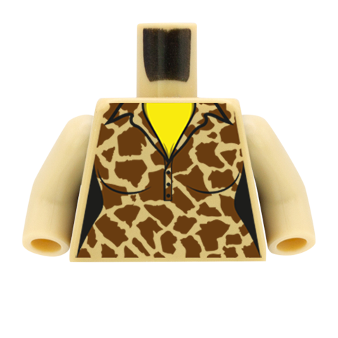 Giraffe Print Button Up Top - Custom Design Minifigure Torso