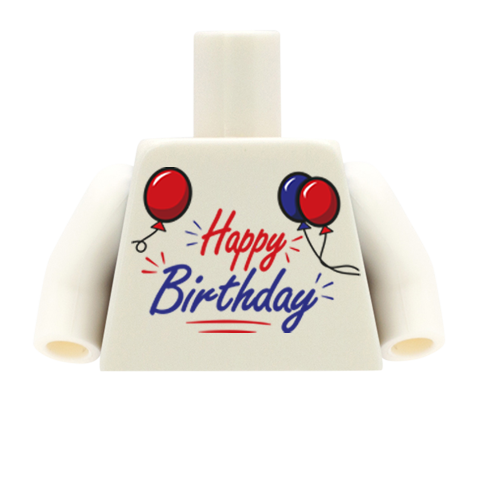 Happy Birthday with Balloons Top - CUSTOM DESIGN MINIFIGURE TORSO