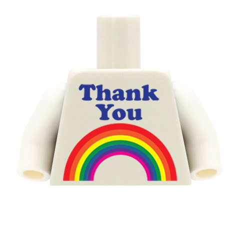 Thank You Rainbow Top - CUSTOM DESIGN MINIFIGURE TORSO