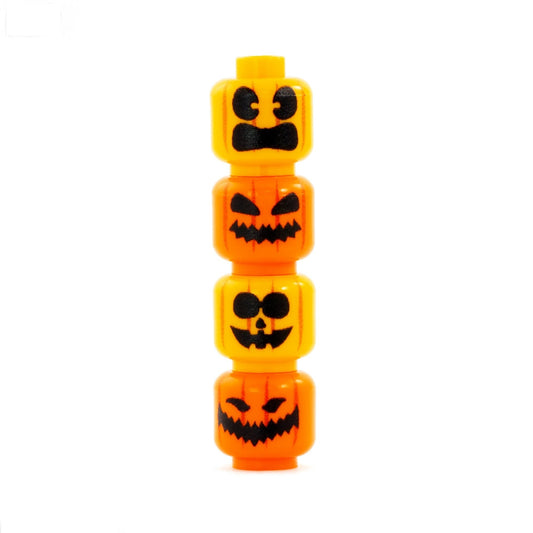 Set of 4 Carved Pumpkins - Custom Printed LEGO Minifigure Heads