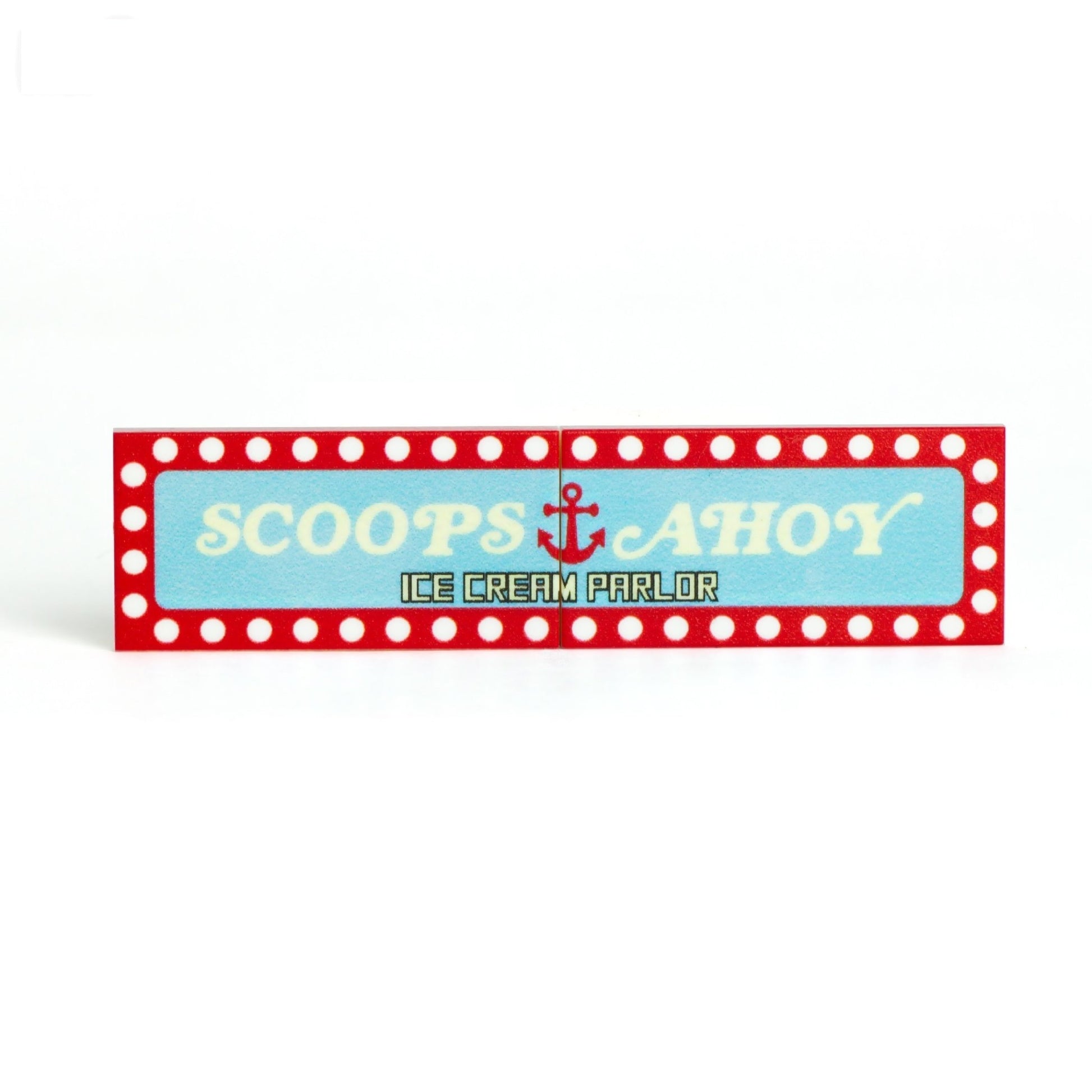Scoops Ahoy custom printed LEGO tile for MOCS (Stranger things)