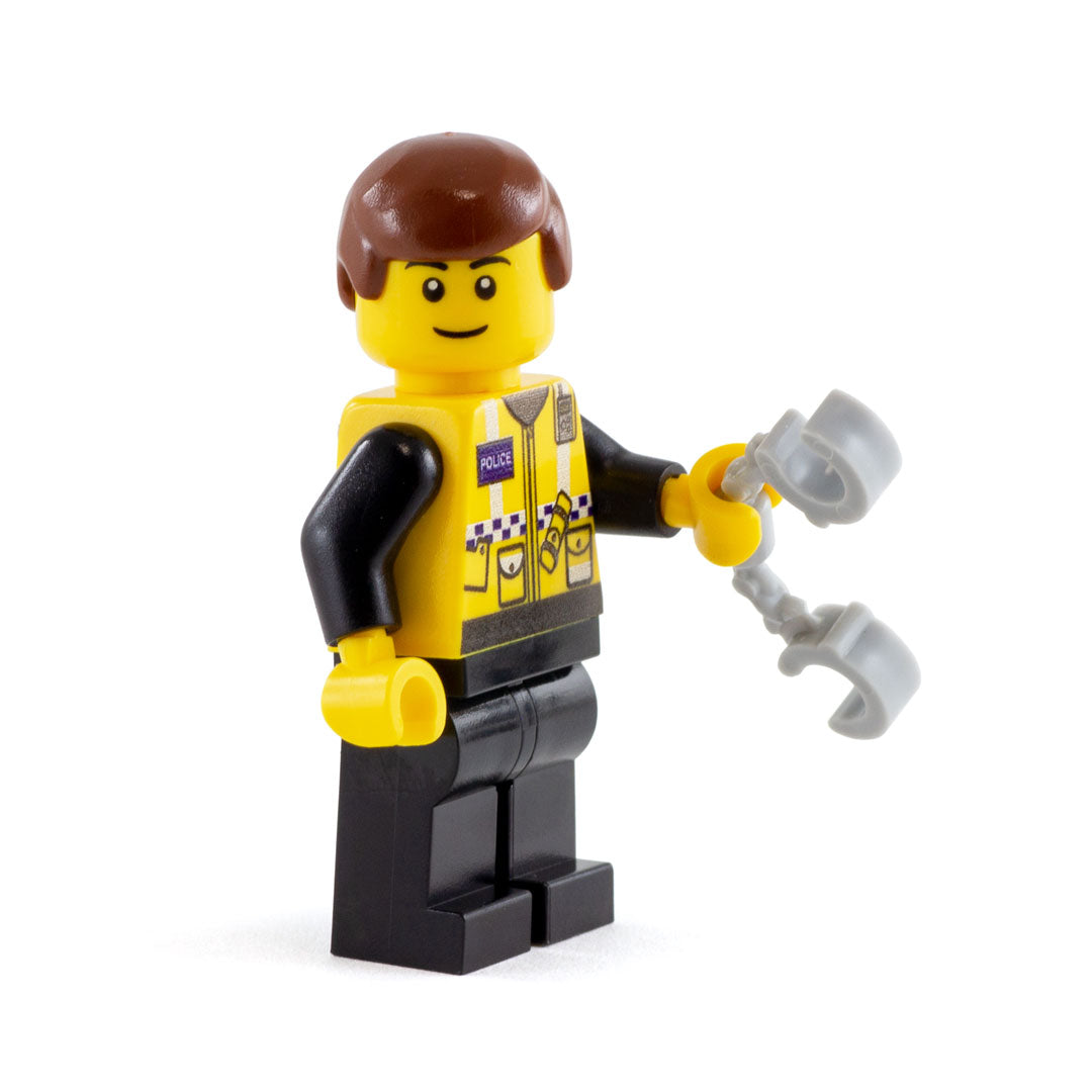 us police officer custom LEGO minifigure with handcuffs